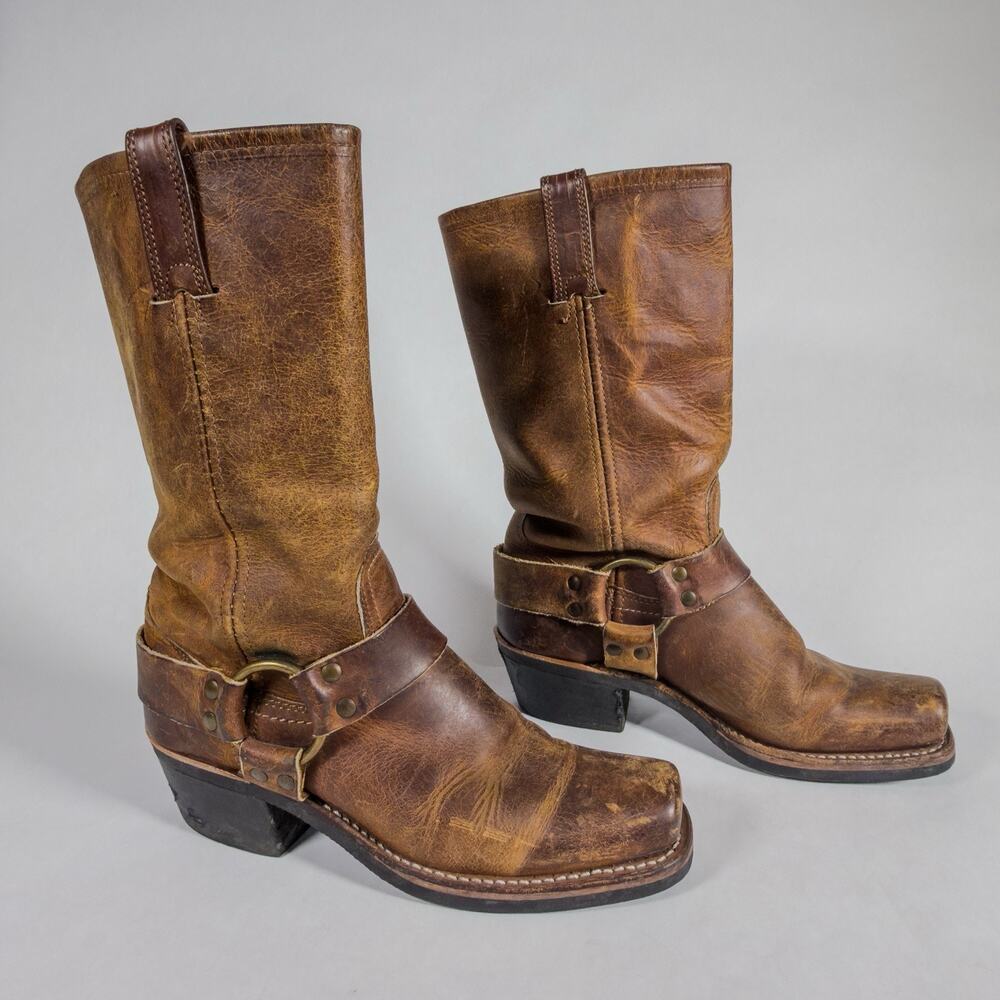 Frye Harness 12R Boots Women’s Size 6.5 Tan Made In USA